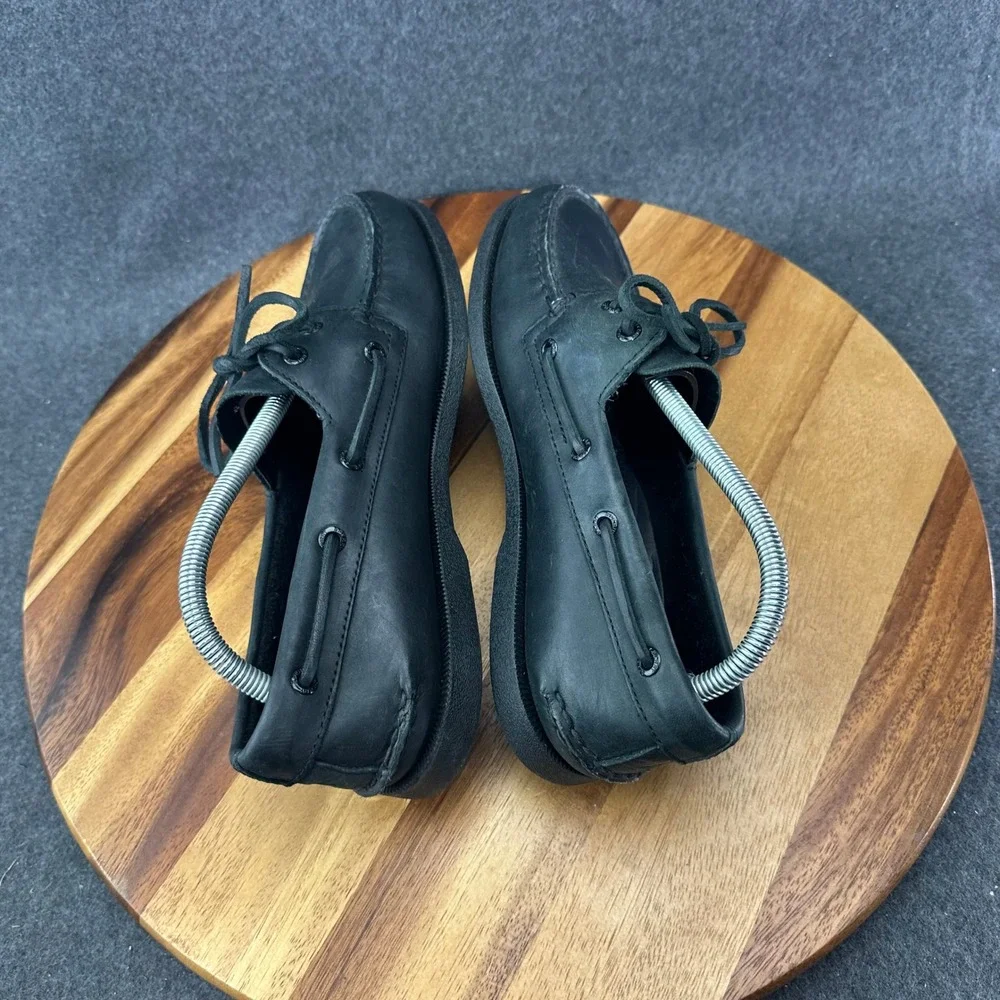 SPERRY Authentic Original 2 Eye Boat Shoes Men's 8 All Black Leather Moc Toe
